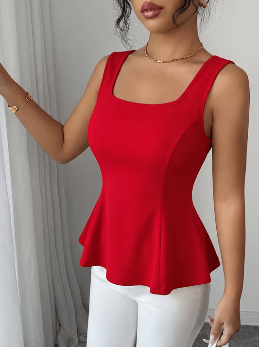 Cherry Red Peplum Tank Top