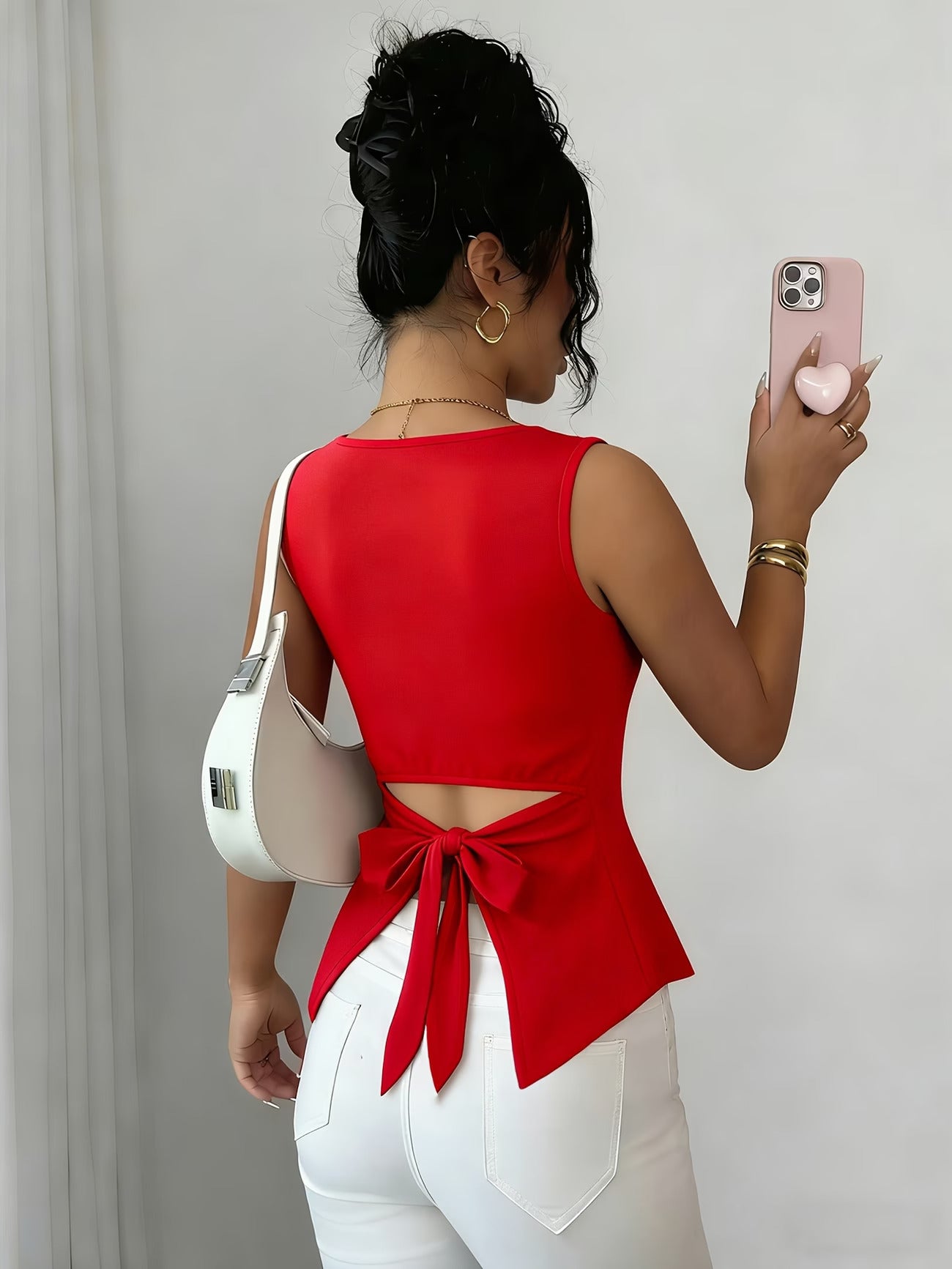 Cherry Red Peplum Tank Top